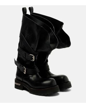 Balenciaga Venom Leather Combat Boots - Black