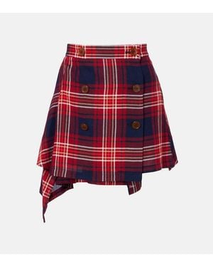Vivienne Westwood Plaid Asymmetric Miniskirt - Red