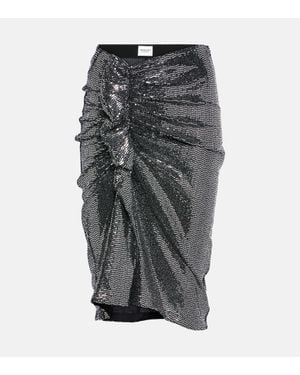Isabel Marant Dolene Ruffled Sequined Tulle Skirt - Gray