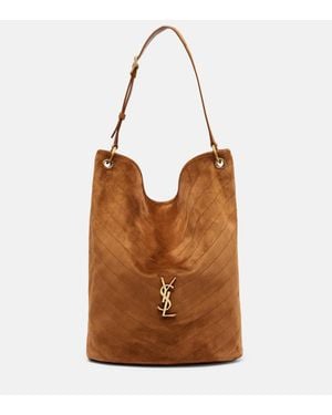 Saint Laurent Bucket-Bag Niki Cassandre Aus Veloursleder - Braun
