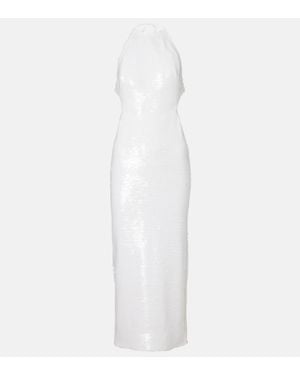 The New Arrivals Ilkyaz Ozel Cindy Sequined Halterneck Midi Dress - White
