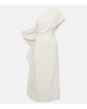 Marmar Halim Caped One-Shoulder Silk Crepe Cocktail Dress - White