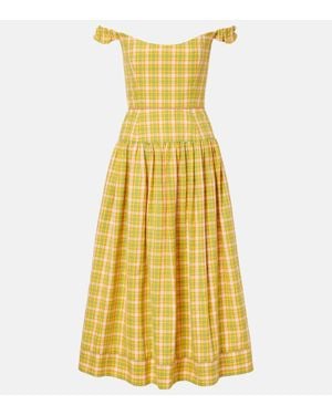 Markarian Giorgia Checked Cotton Midi Dress - Yellow