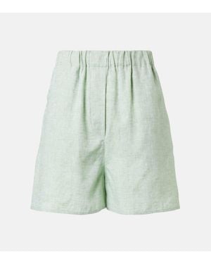 Loro Piana Angelo High-Rise Linen Bermuda Shorts - Green