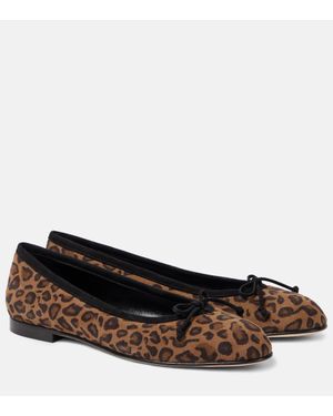 Manolo Blahnik Bedruckte Ballerinas Veralli Aus Veloursleder - Braun