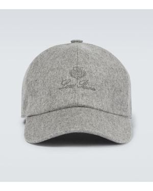 Loro Piana Logo Cashmere Baseball Cap - Grey