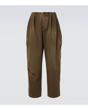 Loewe Balloon Leather-Trimmed Cargo Pants - Green