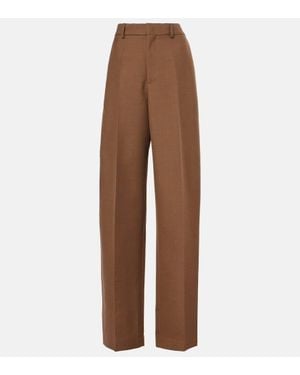 Tod's High-Rise Wool Twill Wide-Leg Pants - Brown