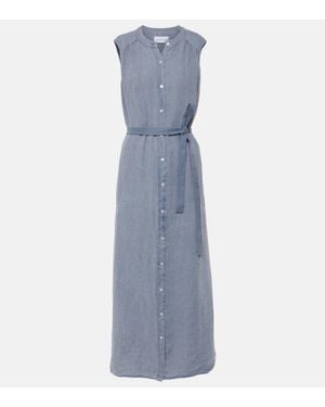 Velvet Luna Linen Maxi Dress - Blue