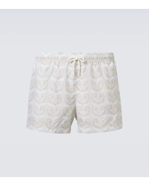 Commas Bedruckte Badehose - Weiß