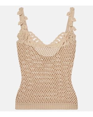 Elie Saab Top Aus Haekelstrick - Natur