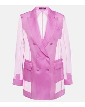 Max Mara Silk Light Knit Double-Breasted Blazer - Pink