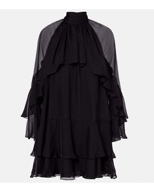Veronica Beard Adlington Ruffled Silk Minidress - Blue