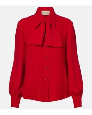 Valentino Schluppenbluse Aus Cady Couture - Rot