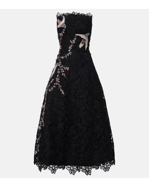 Costarellos Robe Midi Brodee En Dentelle - Noir
