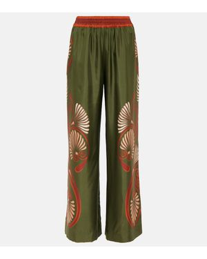 La DoubleJ Palazzo-Hose Kerylos Placee Aus Seiden-Twill - Grün