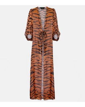 Adriana Degreas X Sabine Getty Bedrucktes Cover-Up Aus Seide - Braun
