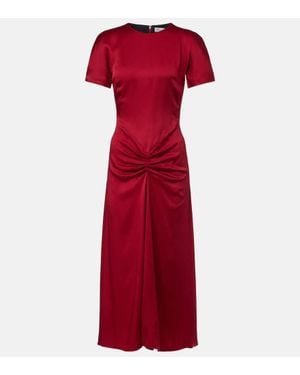 Victoria Beckham Gathered Satin Midi Dress
