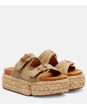 Robert Clergerie Plateausandalen Quinie Aus Raffiabast - Braun