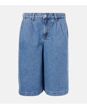 AG Jeans Gran Canaria High-Rise Wide-Leg Shorts - Blue