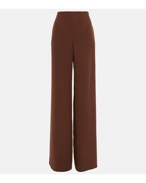 Valentino Wide-Leg Silk Trousers - Brown