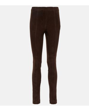 Polo Ralph Lauren High-Rise Skinny Suede Trousers - Brown