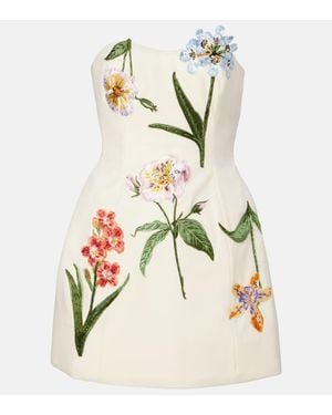 LEO LIN Rosario Embroidered Velvet Minidress - White