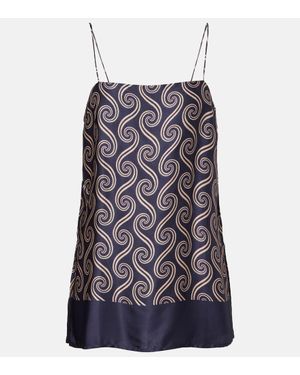 Faithfull the Brand Bedrucktes Top Aina Aus Satin - Blau