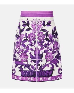 Dolce & Gabbana Minifalda Majolica En Mezcla De Algodon Y Lino - Morado