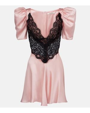 Rodarte Robe En Soie Et Dentelle - Rose