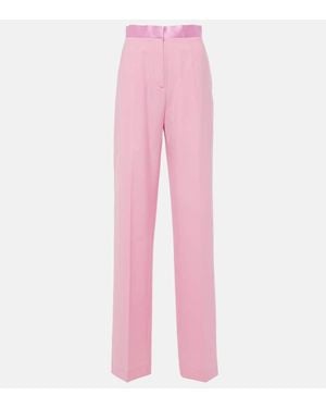 Nensi Dojaka Pantalones Rectos De Saten De Tiro Alto - Rosa