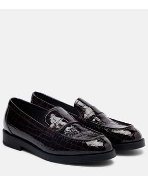 Jimmy Choo Ivy Croc-Effect Patent Leather Loafers - Black