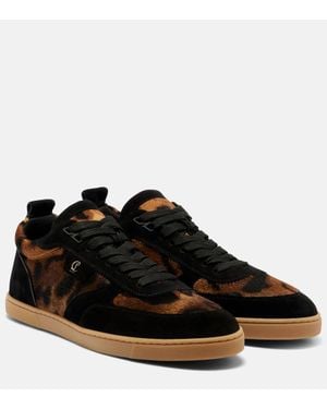 Christian Louboutin Suede-Trimmed Calf Hair Sneakers - Black