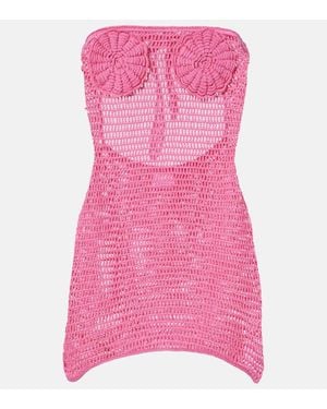 Anna Kosturova Vestido Corto Camellia De Croche - Rosa