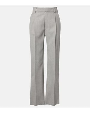 Victoria Beckham Gerade High-Rise-Hose Aus Schurwolle - Grau