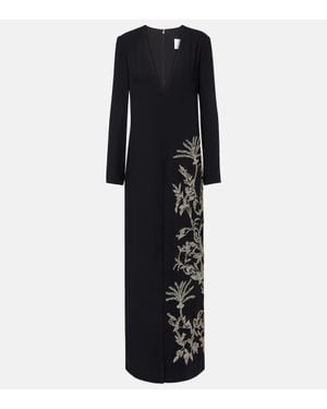 Costarellos Robe Longue Vita En Crepe A Perles - Noir