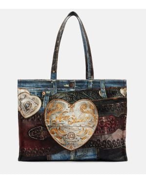 Acne Studios Bolso De Lona Grabada - Negro