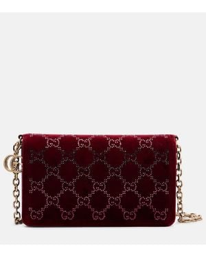 Gucci Portemonnaie Mit Kettenriemen Gg Crystal - Rot
