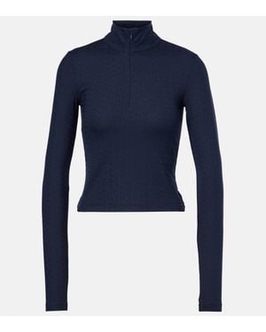 Tory Sport Cropped Jacquard Top - Blue