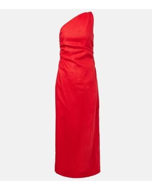 Faithfull the Brand Jomana One-Shoulder Linen Midi Dress - Red