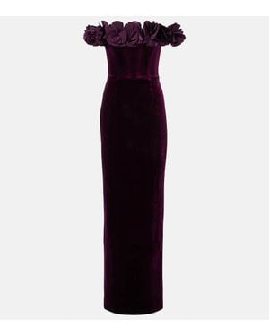 Rebecca Vallance Robe Longue Charles A Encolure Bardot - Bleu