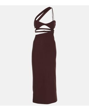 Nensi Dojaka Asymmetric Silk Midi Dress - Purple