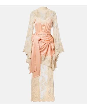 Zimmermann Vestido Hypnotic De Saten De Seda Y Encaje - Rosa