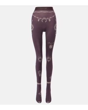 Marine Serre Bedruckte Strumpfhose Aus Jersey - Lila