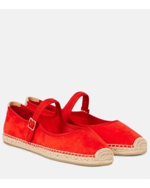 Tory Burch Mary-Jane-Ballerinas Aus Veloursleder - Rot