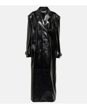 Alessandra Rich Mantel Aus Leder - Schwarz