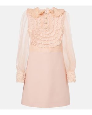 Valentino Crepe Couture Embroidered Minidress - Pink