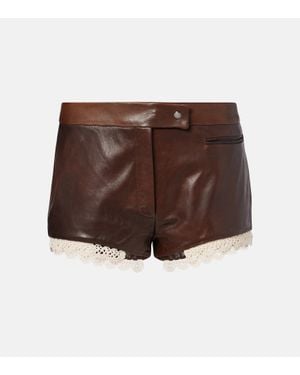 Magda Butrym Crochet Leather Shorts - Brown