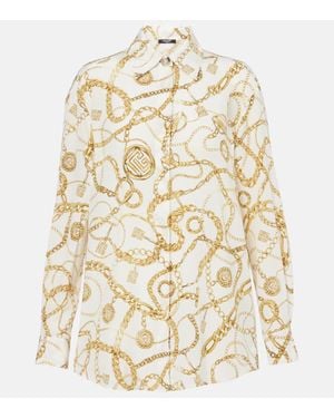 Balmain Bedrucktes Hemd Aus Seide - Natur