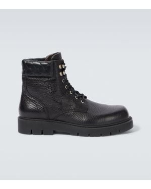 Bottega Veneta Haddock Leather Lace-Up Boots - Black